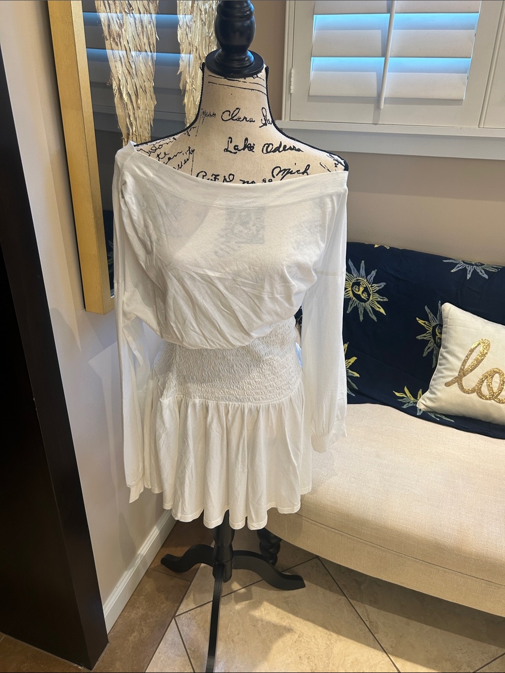 Free People White Off-Shoulder Mini Dress